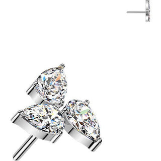 Titanium top pear cubic zirconia pinwheel Push-In