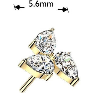 Titanium top pear cubic zirconia pinwheel Push-In