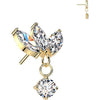 Titanium top three marquise cubic zirconia with round cubic zirconia dangle Push-In