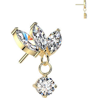 Titanium top three marquise cubic zirconia with round cubic zirconia dangle Push-In