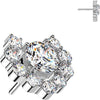Titanium Top top heart shaped round cubic zirconia cluster Push-In