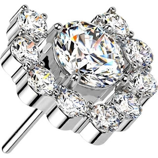 Titanium Top top heart shaped round cubic zirconia cluster Push-In