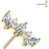 Titanium top marquise and round cubic zirconia fan Push-In