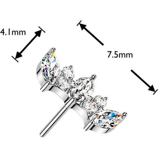 Titanium top marquise and round cubic zirconia fan Push-In