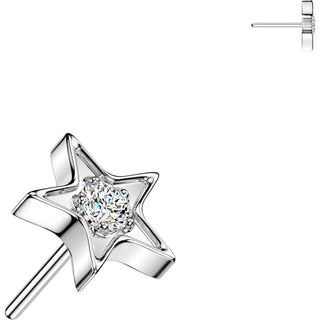 Titanium Top Top Shining Star With Center Zirconia Push-In