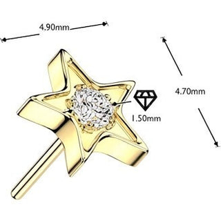 Titanium Top Top Shining Star With Center Zirconia Push-In