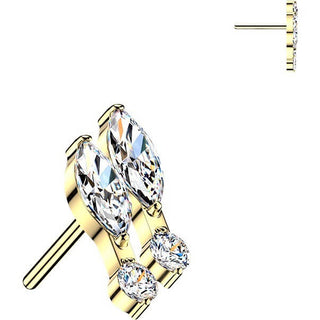 Titanium top double marquise and round cubic zirconia Push-In