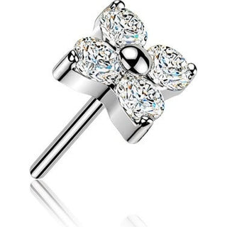 Titanium top 4 cubic zirconia flower Push-In