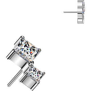 Titanium Top Top Double Diamond Cut Zirconia Push-In