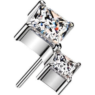 Titanium Top Top Double Diamond Cut Zirconia Push-In