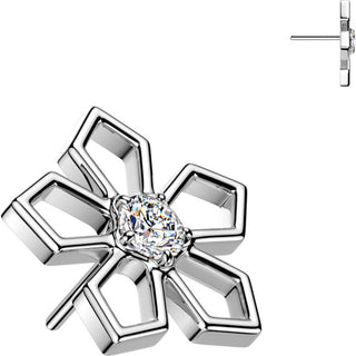 Titanium Top Top Pentagonal Cut Out Flower Zirconia Push-In