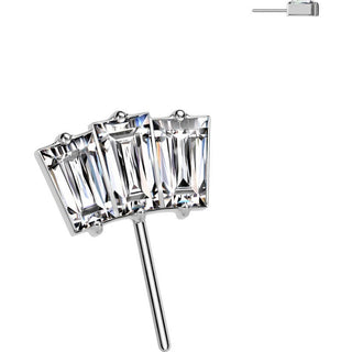 Titanium Top top fan 3 baguette cut zirconia Push-In