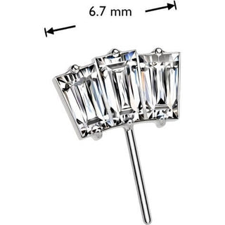 Titanium Top top fan 3 baguette cut zirconia Push-In