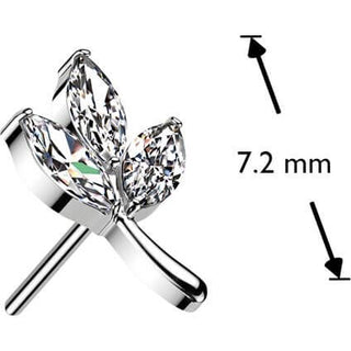 Titane Embout embout marquise feuilles Zircone Enfoncer