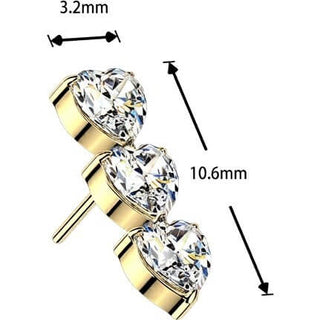 Titanium Top top 3 hearts zirconia Push-In