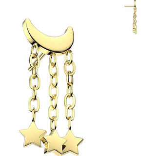 Titanium Top crescent moon stars chains Push-In