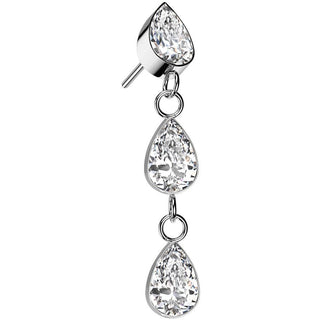 Titanium Top top teardrop dangle zirconia Push-In