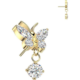 Titanium top butterfly zirconia dangle Push-In