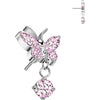 Titanium top butterfly zirconia dangle Push-In