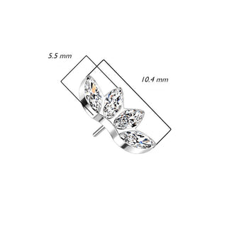 Titane Embout Embout 4 Marquises Zircone Enfoncer