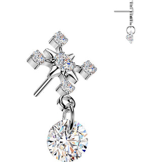 Titanium top cross zirconia dangle Push-In
