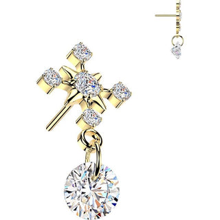 Titanium top cross zirconia dangle Push-In