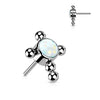 Titanium Top top cross zirconia or opal beaded balls Push-In