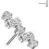 Titanium top round and baguette cubic zirconia line Push-In