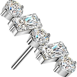 Titanium Top top round and baguette cubic zirconia line Push-In