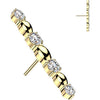 Titanium top cubic zirconia and oval bead long bar Push-In