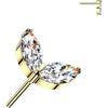 Titanium top double marquise cubic zirconia leaf Push-In