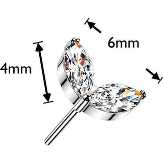 Titanium top double marquise cubic zirconia leaf Push-In