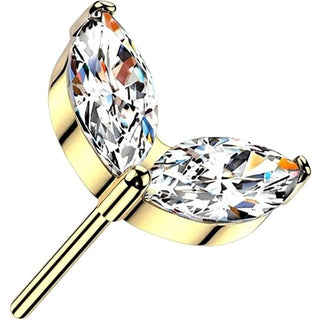 Titanium Top top double marquise cubic zirconia leaf Push-In