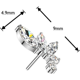 Titanium Top top curved marquise and round zirconia Push-In