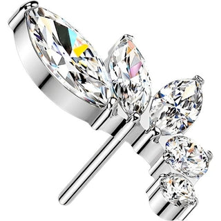 Titanium Top top curved marquise and round zirconia Push-In