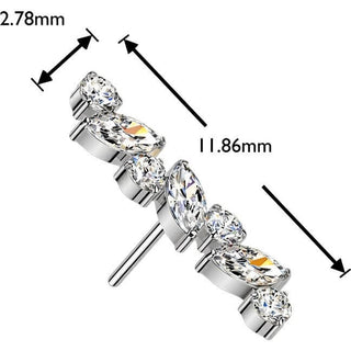 Titanium Top top straight marquise and round zirconia Push-In