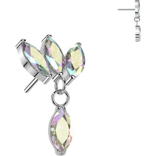 Titanium Top top triple marquise zirconia fan with marquise zirconia dangle Push-In