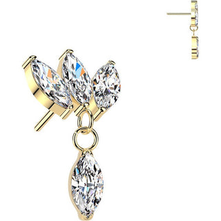 Titanium Top top triple marquise zirconia fan with marquise zirconia dangle Push-In