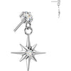 Titanium Top top prong set zirconia with starburst dangle Push-In