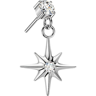 Titanium Top top prong set zirconia with starburst dangle Push-In