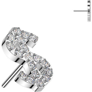 Titanium top pave zirconia dollar sign Push-In