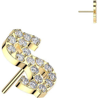 Titanium top pave zirconia dollar sign Push-In