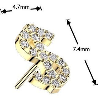 Titanium top pave zirconia dollar sign Push-In