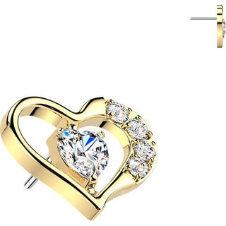 Titanium top heart with heart zirconia center Push-In