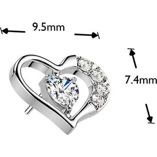 Titanium top heart with heart zirconia center Push-In