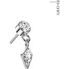 Titanium top bezel set zirconia with kite zirconia dangle Push-In