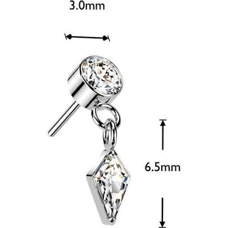Titanium top bezel set zirconia with kite zirconia dangle Push-In
