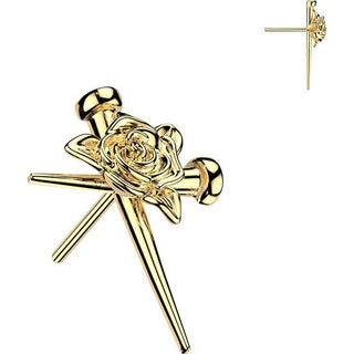Titanium top nail cross with rose center Push-In
