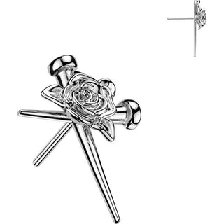 Titanium top nail cross with rose center Push-In