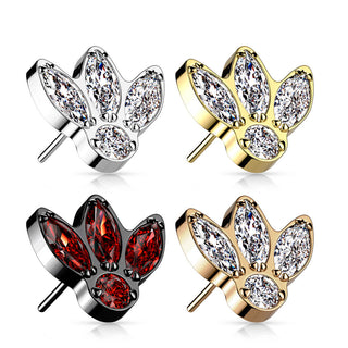 Titanium Top top 4 zirconias marquise cut Push-In